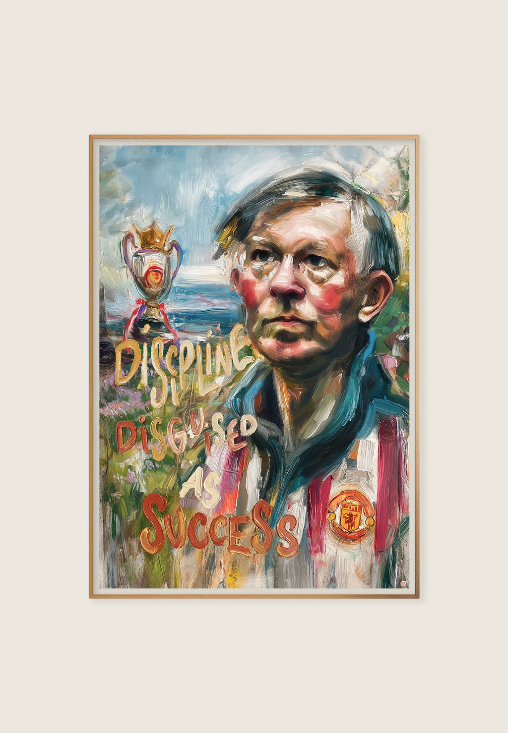 Alex ferguson som kunstplakat, manchester united. Oljemaleri i moderne stil av ISARK