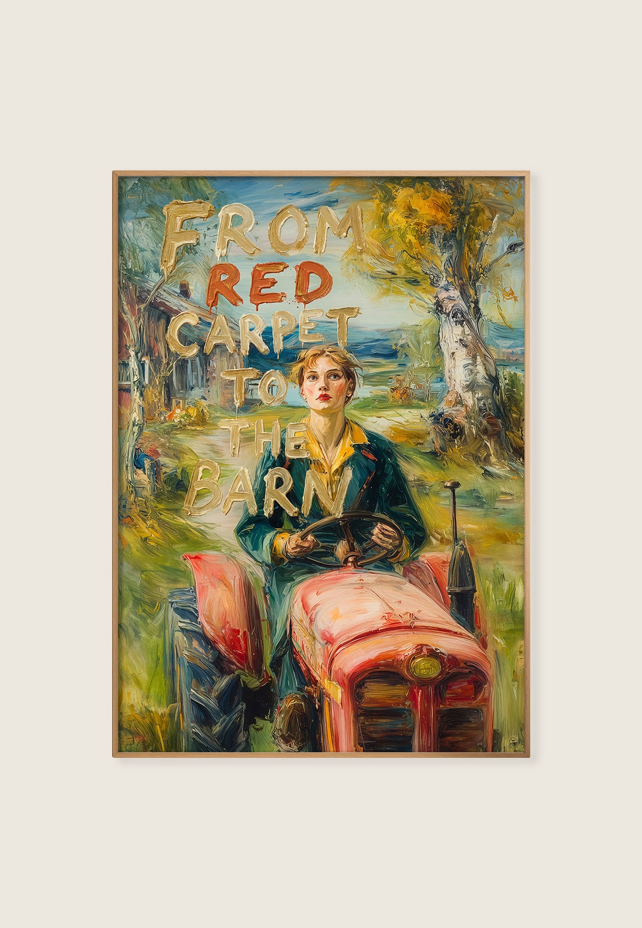 Kunsttrykk av fashion dame på traktor, rett fra rød løper av ISARK