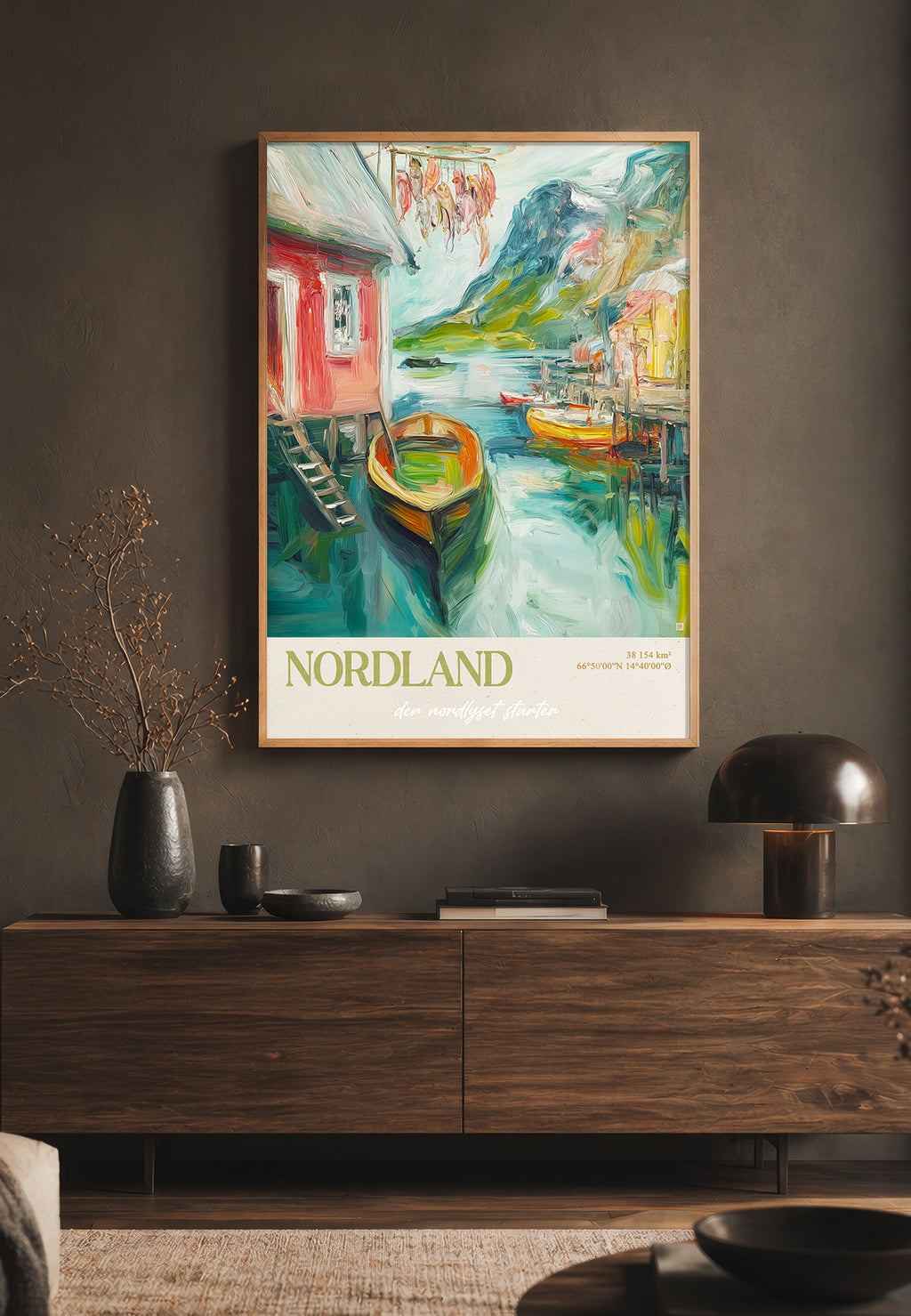 Nordland - der nordlyset starter | Kunstplakat