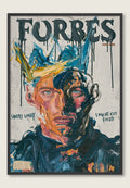 Max Verstappen-kunsttrykk fra ISARK med krone, todelt portrett og «Simply Lovely» under FORBES-tekst, vist i svart ramme.