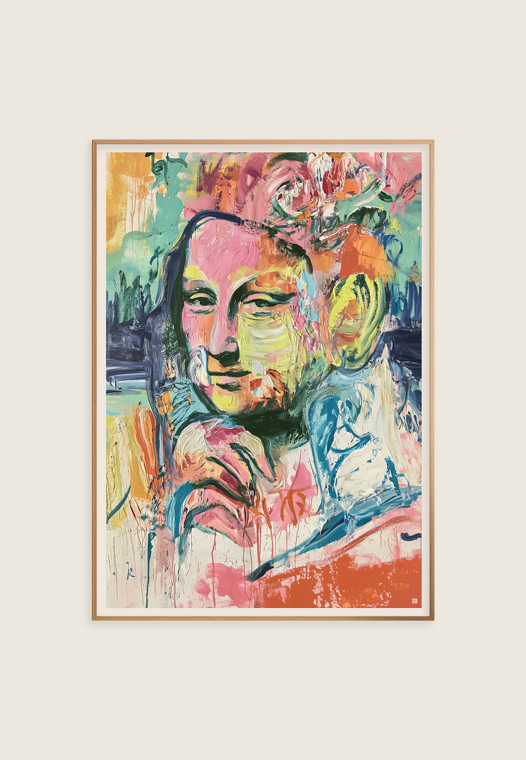 mona lisa kunstplakat moderne pop art fargerikt portrett isark