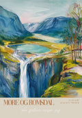 Møre og Romsdal kunsttrykk av ISARK – nordisk fjordlandskap med fossefall, trykket på matt Fine Art papir.