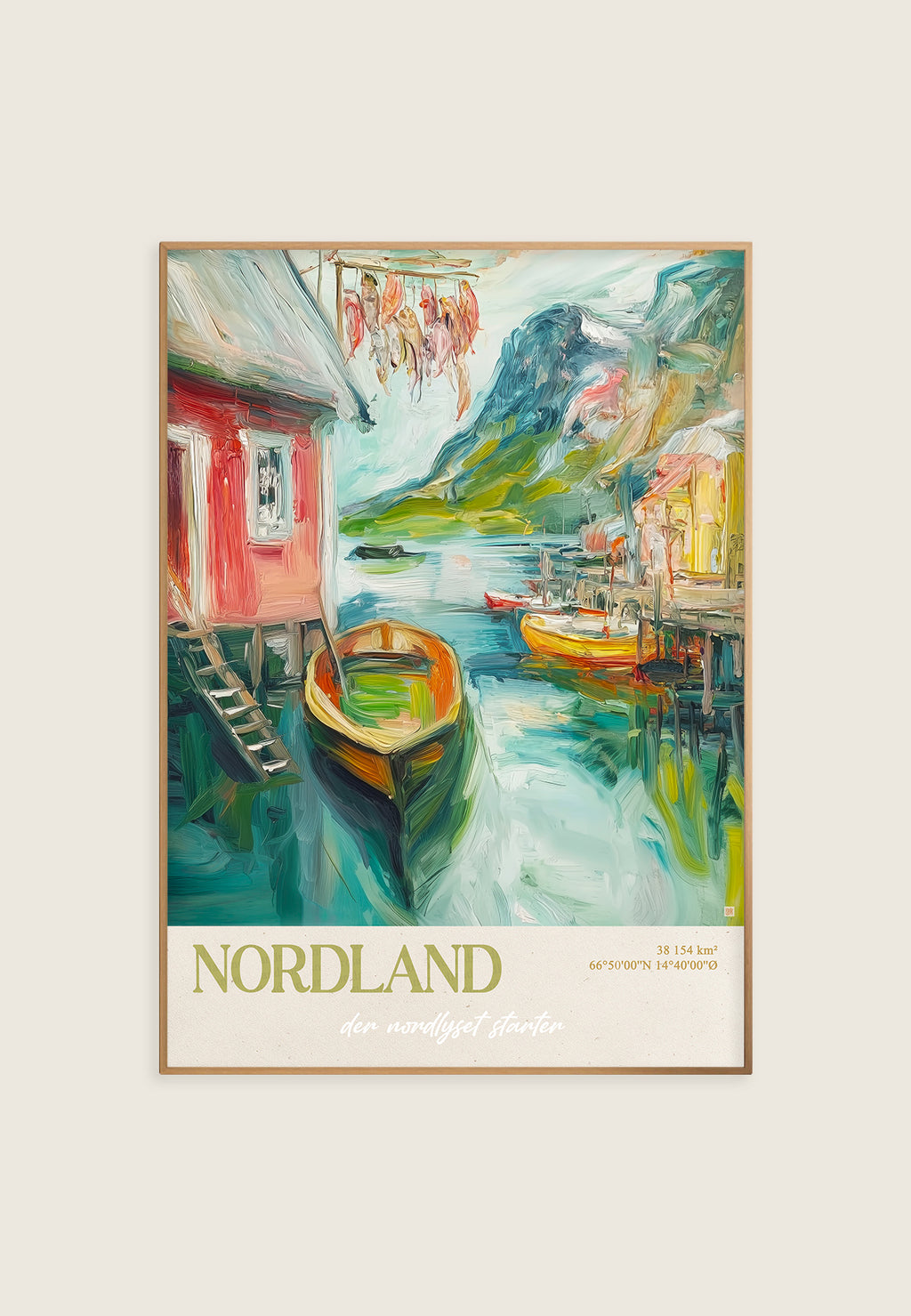 Oljemaleri av lofoten, nordland, nord-norge. vakre steder i norge. Fjord og fjell idyll av ISARK
