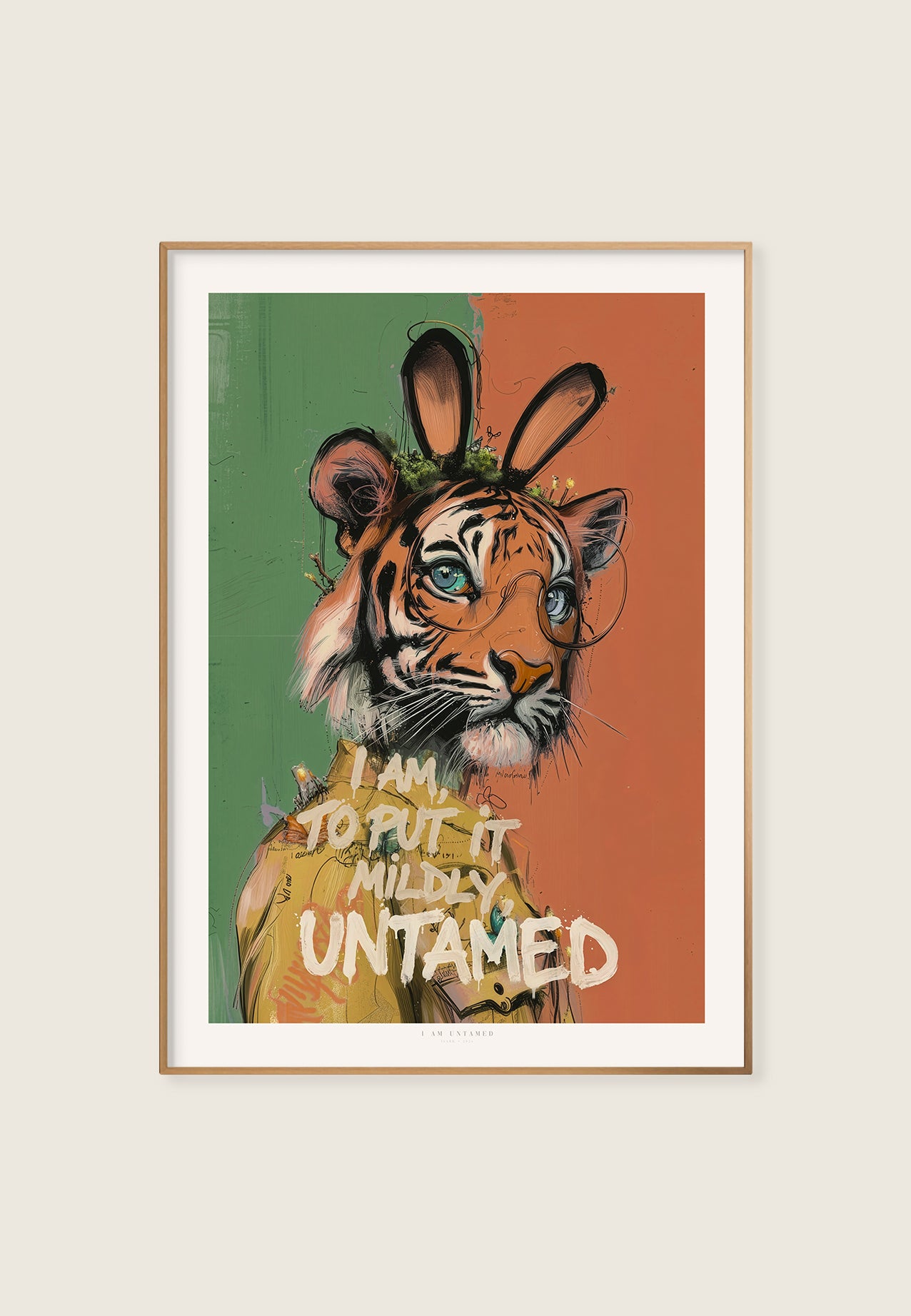 Untamed kunsttrykk fra ISARK med tigerportrett, håndskrevet tekst og street art inspirert uttrykk
